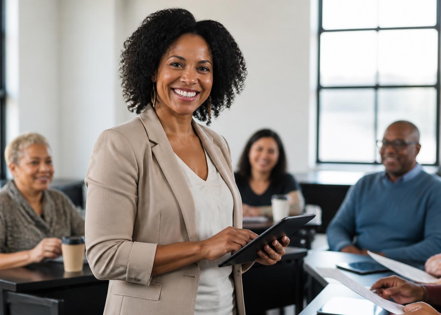 Formatrice indépendante souriante, membre du réseau Skills4mation
